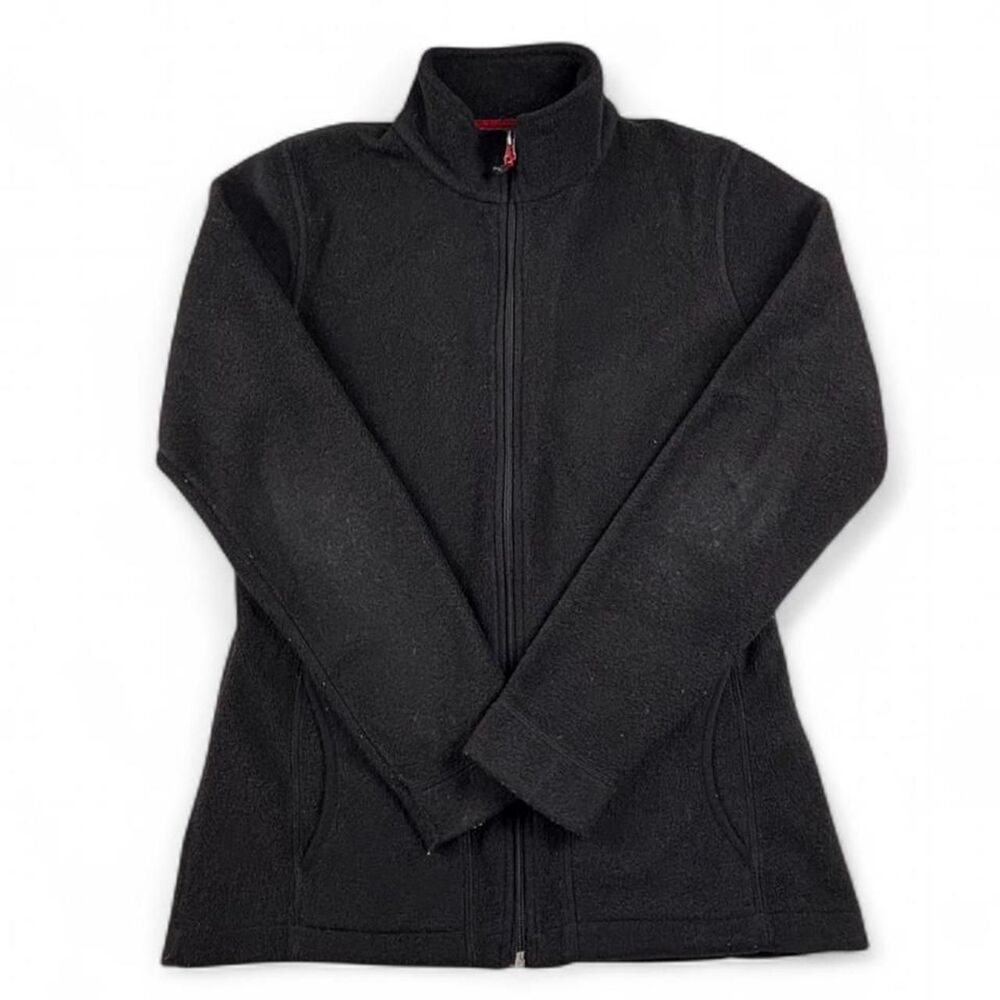 Woolrich Black Fleece Zip Up Jacket Women’s Small Outdoor Cozy Layer